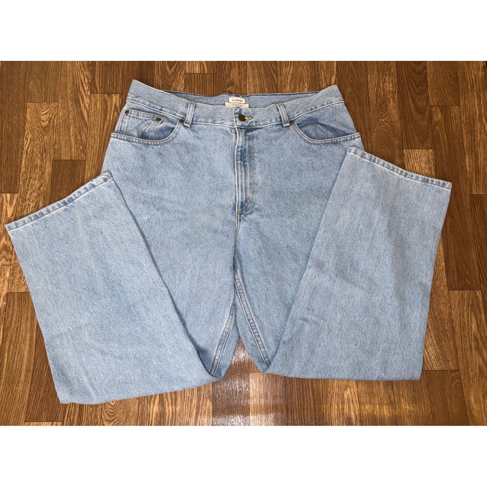 LL Bean‎ Original Fit Light Wash Straight Leg Cotton Jeans Womens 18 R LW002165A